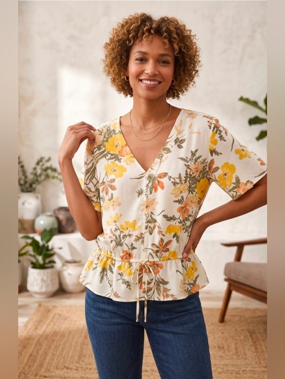 LOFT Floral Peplum Blouse